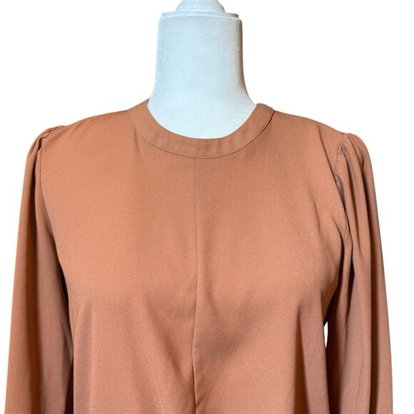 Nine West Womens Blouse Small Spice Long Sleeve Round‎ Neck Twist Front Top - Picture 2 of 16